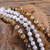 6mm Semi Precious Stones Beads Long Necklace 150cm