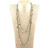 6mm Semi Precious Stones Beads Long Necklace 150cm
