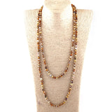 6mm Semi Precious Stones Beads Long Necklace 150cm