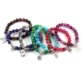 8mm Mix Agat Stone Beads Charm Bracelets 10pc/lot