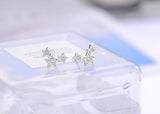 925 Silver Crystal Rhinestone Star Stud Earrings Women Jewelry