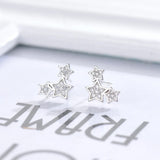 925 Silver Crystal Rhinestone Star Stud Earrings Women Jewelry