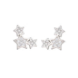 925 Silver Crystal Rhinestone Star Stud Earrings Women Jewelry