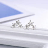 925 Silver Crystal Rhinestone Star Stud Earrings Women Jewelry