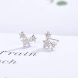 925 Silver Crystal Rhinestone Star Stud Earrings Women Jewelry