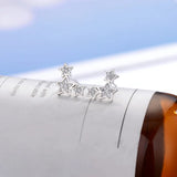 925 Silver Crystal Rhinestone Star Stud Earrings Women Jewelry