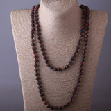 Bohemian Necklace Leopard Stone Knotted Long Halsband