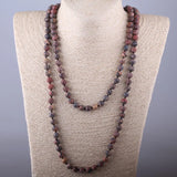 Bohemian Necklace Leopard Stone Knotted Long Halsband