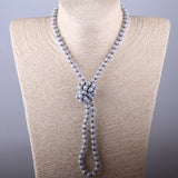 Boho Blush Crystal Long Necklace Handmade Knot Jewelry