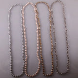 Boho Blush Crystal Long Necklace Handmade Knot Jewelry