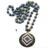 Bohemian Tribal Jewelry Druzy & Stone Beads Pendant Necklaces