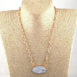 Boho Tribal Stone Pendant Necklace Chain