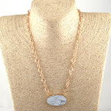 Boho Tribal Stone Pendant Necklace Chain