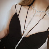 Long Crystal Snow Pendant Water Drop Necklace