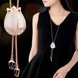 Long Crystal Snow Pendant Water Drop Necklace