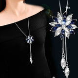 Long Crystal Snow Pendant Water Drop Necklace