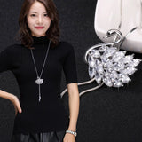 Long Crystal Snow Pendant Water Drop Necklace