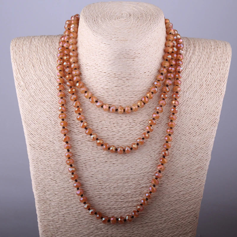 Bohemian Glass Crystal Necklace Handmade Long Halsband