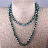 Bohemian Glass Crystal Necklace Handmade Long Halsband
