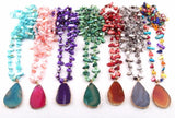 Agat Drop Pendant Necklaces with Glass Crystal/Shell Long Knotted Design