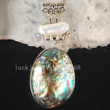 31x73mm Abalone Shell Art Oval Pendant Bead 1pcs C3679