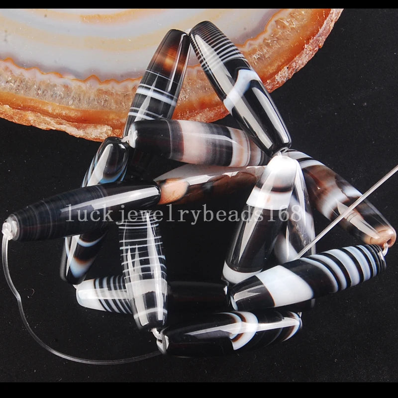 Stripes Carnelian Rice Art Loose Beads 13pcs