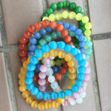 8mm Multicolor Cat's Eye Round Elastic Bracelet