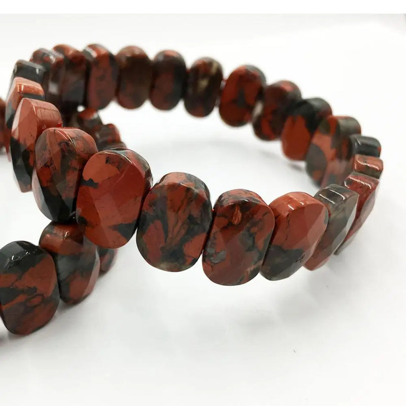 Faceted Flame Jaspe Oblong Bracelet