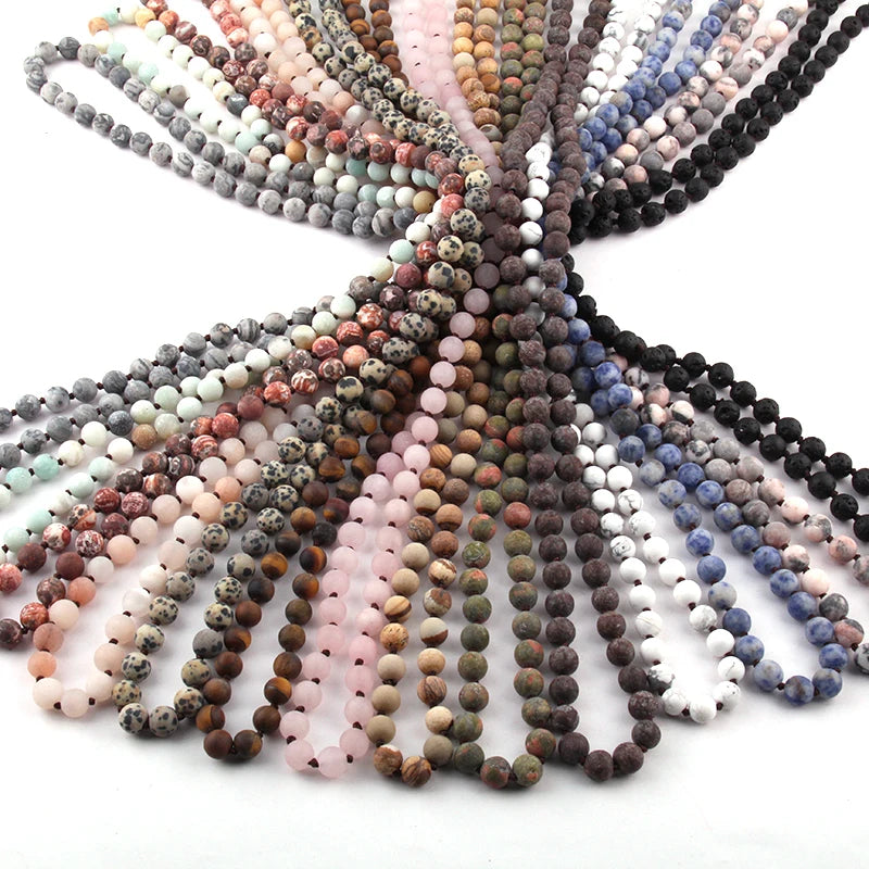 Frosted Semi Precious Stones Long Necklace