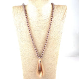 Crystal Glass Knotted Drop Long Pendant Necklace