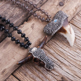 Crystal Glass Horn & Teeth Pendant Necklace Ethnic Jewelry