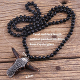 Crystal Glass Horn & Teeth Pendant Necklace Ethnic Jewelry