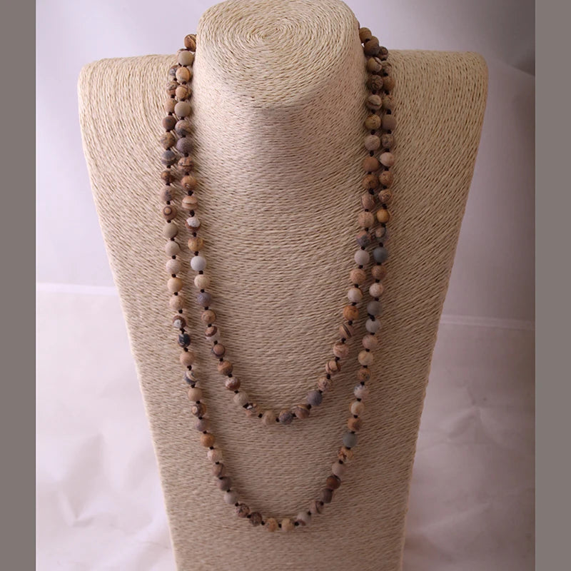 Natural Frosted Stones Necklace Women's Jewelry