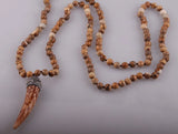 Knot Beads Necklace with Ox Horn Pendant