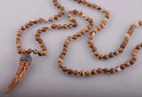 Knot Beads Necklace with Ox Horn Pendant