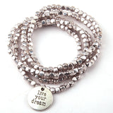 Metal Square Beads Wrap Bracelet 5 Row Bead Bracelet