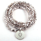 Metal Square Beads Wrap Bracelet 5 Row Bead Bracelet