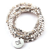 Metal Square Beads Wrap Bracelet 5 Row Bead Bracelet