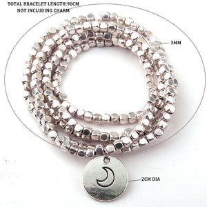 Metal Square Beads Wrap Bracelet 5 Row Bead Bracelet