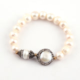 Oval & Flat Pearl Freshwater Pearl Strand Bracelet