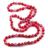 Agat Bead Necklace Long Knotted Semi Precious Stone