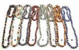 Long Knotted Beads Necklace with Semi Precious Stones