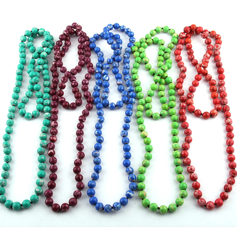 Semi Precious Stones Beads Long Necklace