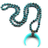 Ox Horn Moon Pendant Lariat Necklace