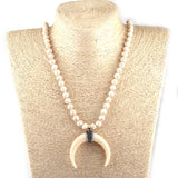 Ox Horn Moon Pendant Lariat Necklace