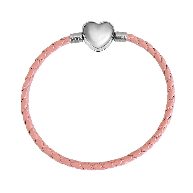 Women Lover Bracelet Bangle Leather Chain With Love STAINLESS STEEL Clasp