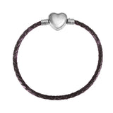 Women Lover Bracelet Bangle Leather Chain With Love STAINLESS STEEL Clasp