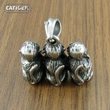 316L Stainless Steel Three Monkey Necklace Classic Simian Pendant