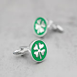 Four Leaf Clover Cufflinks Lucky Gift for Men Accessory
