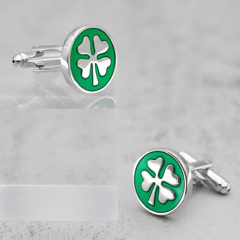 Four Leaf Clover Cufflinks Lucky Gift for Men Accessory